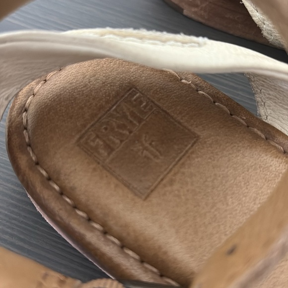 Frye Leather Sandal Two Tone Adjustable Ankle Strap Buckle Size 7.5 - Picture 7 of 10